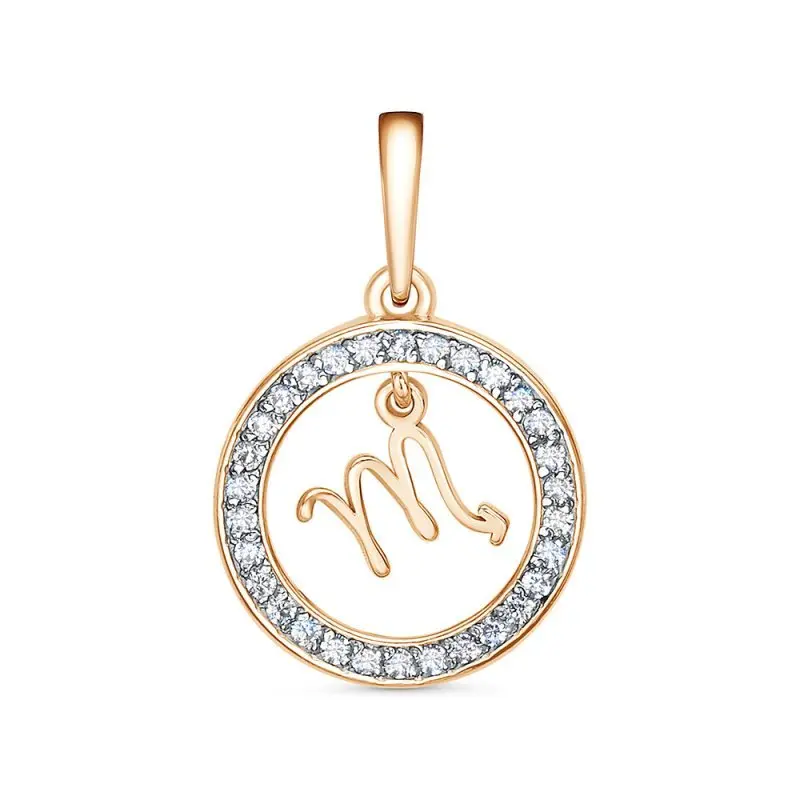 Подвеска знак зодиака из комбинированного золота