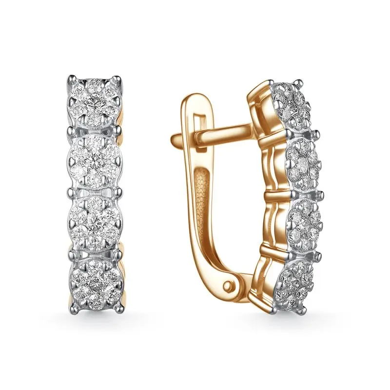 Серьги с английским замком из комбинированного золота