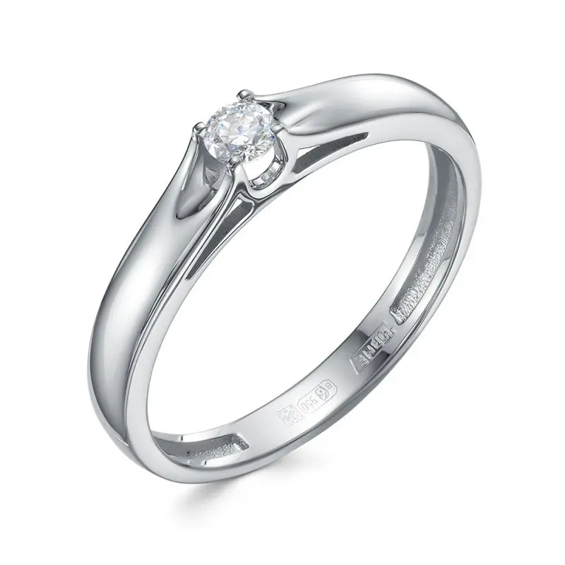 Кольцо помолвочное из белого золота