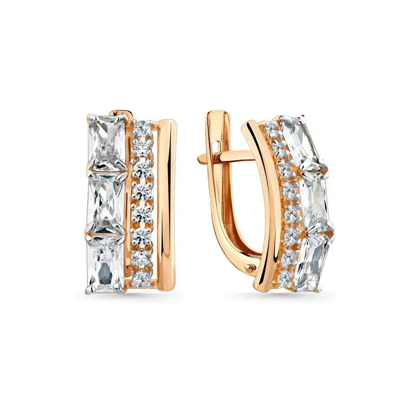 Серьги с английским замком из красного золота