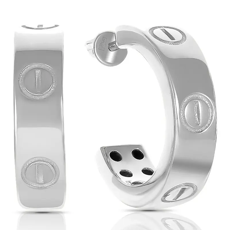 Серьги пуссеты из белого золота