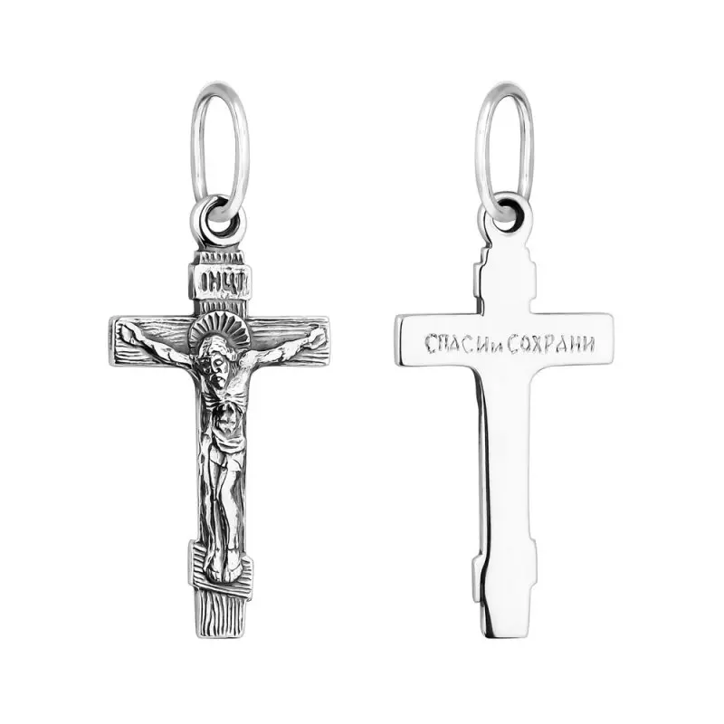 Подвеска крест из черного серебра