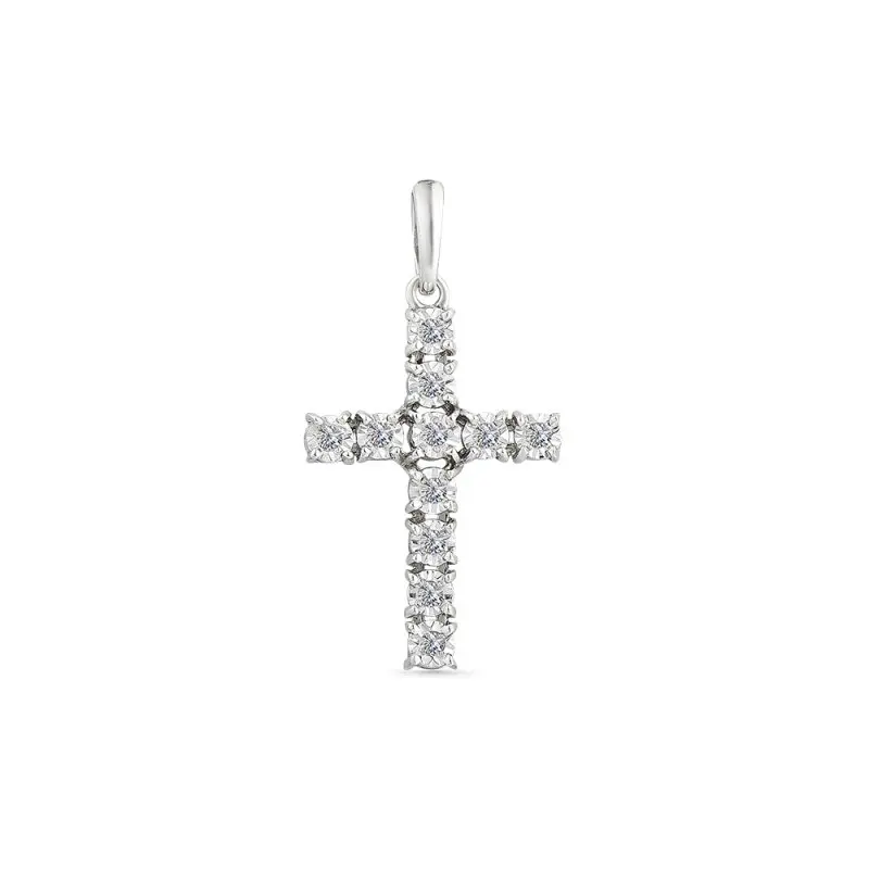 Подвеска декоративный крест из белого золота