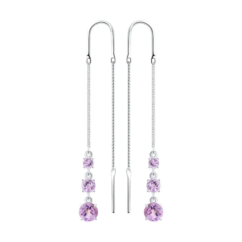 Серьги цепочки из серебра