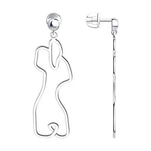 Серьги подвесные из серебра