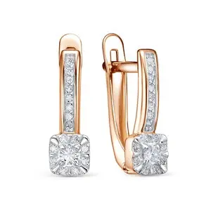 Серьги с английским замком из комбинированного золота