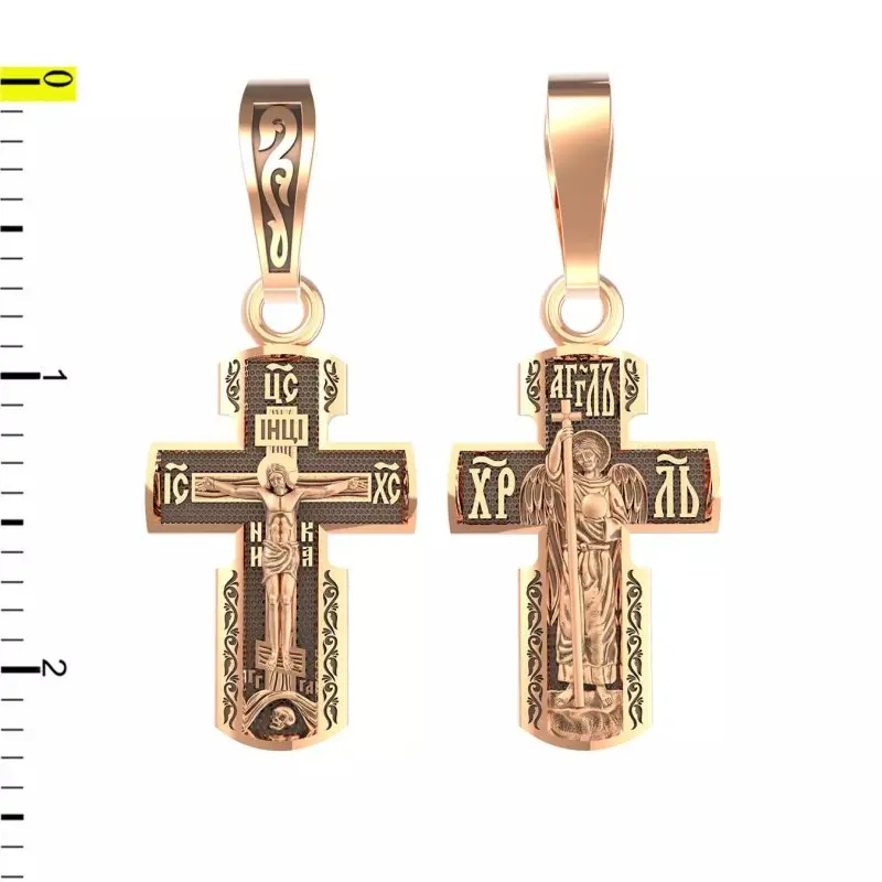 Подвеска крест из красного золота