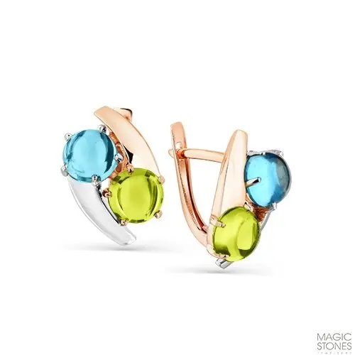 Серьги с английским замком из комбинированного золота