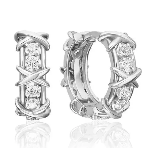 Серьги с английским замком из белого золота