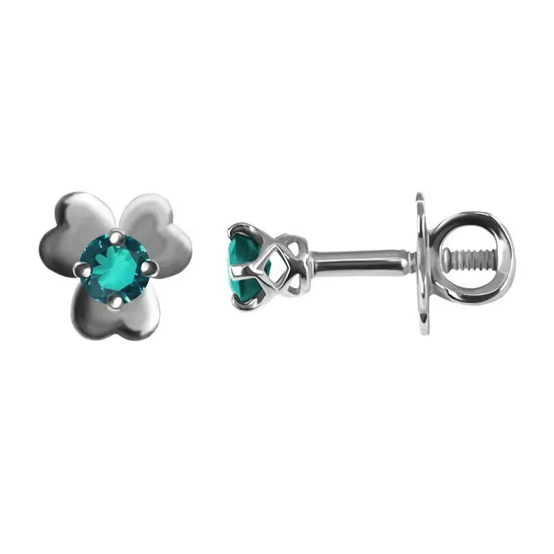 Серьги пуссеты из белого золота