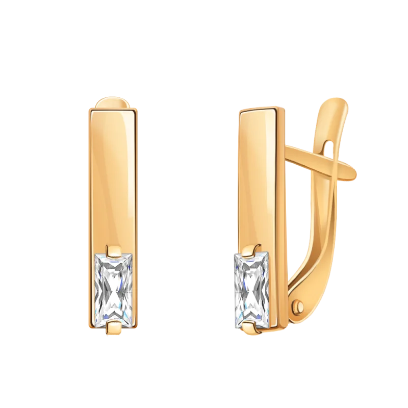 Серьги с английским замком из красного золота