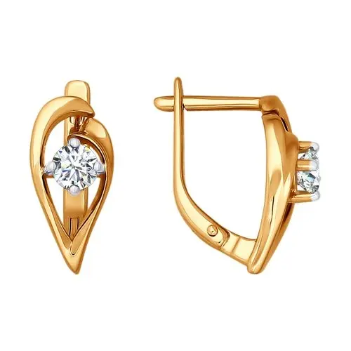 Серьги с английским замком из красного золота