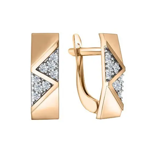 Серьги с английским замком из комбинированного золота