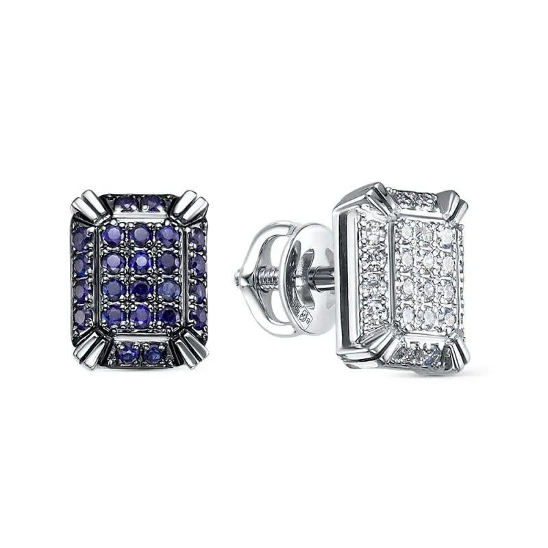 Серьги пуссеты из белого золота