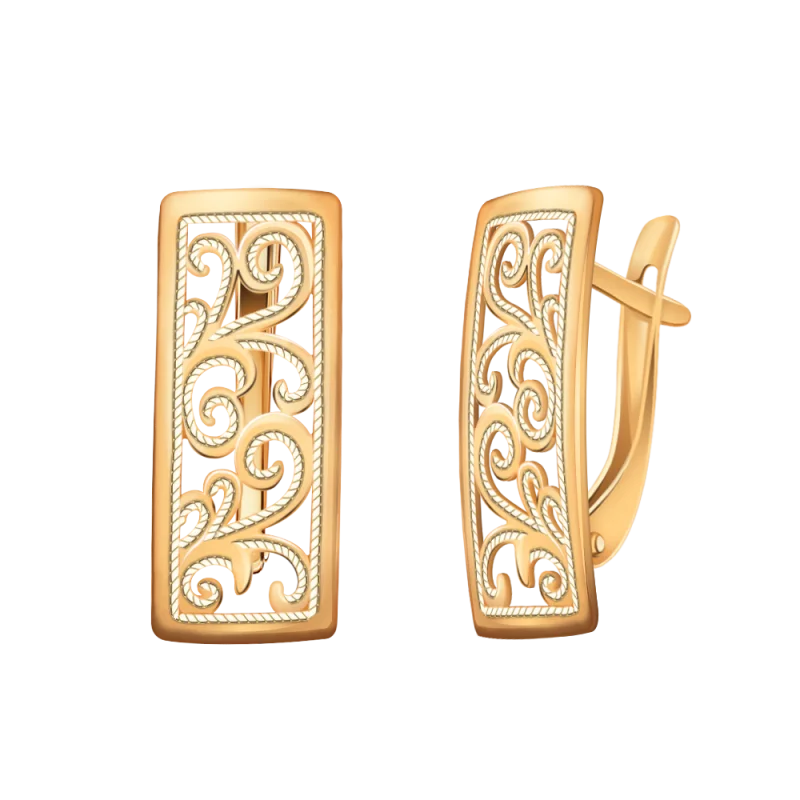 Серьги с английским замком из красного золота