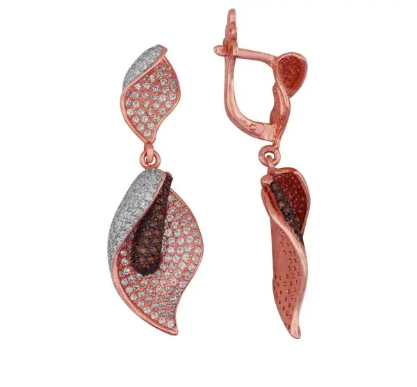 Серьги подвесные из красного золота