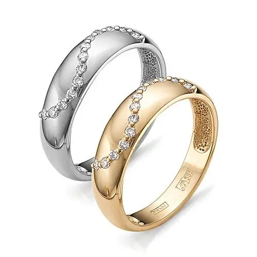 Кольцо обручальное из красного золота с бриллиантами