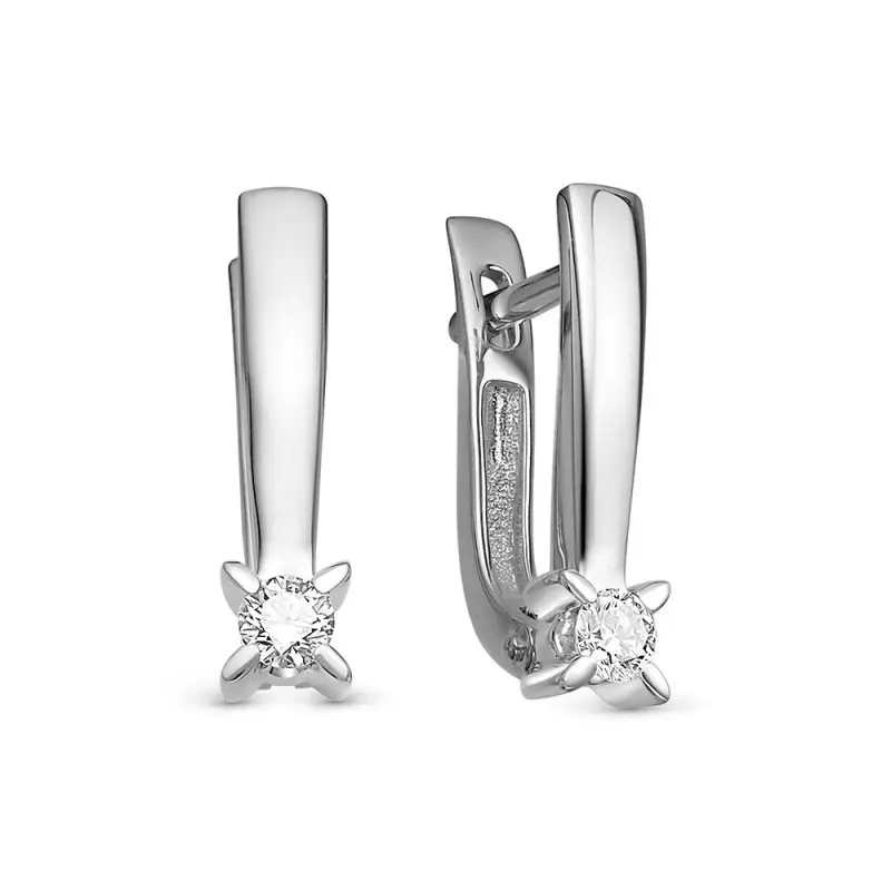 Серьги с английским замком из белого золота