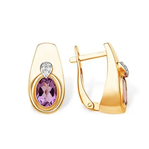 Серьги с английским замком из красного золота