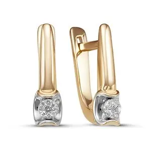 Серьги с английским замком из комбинированного золота