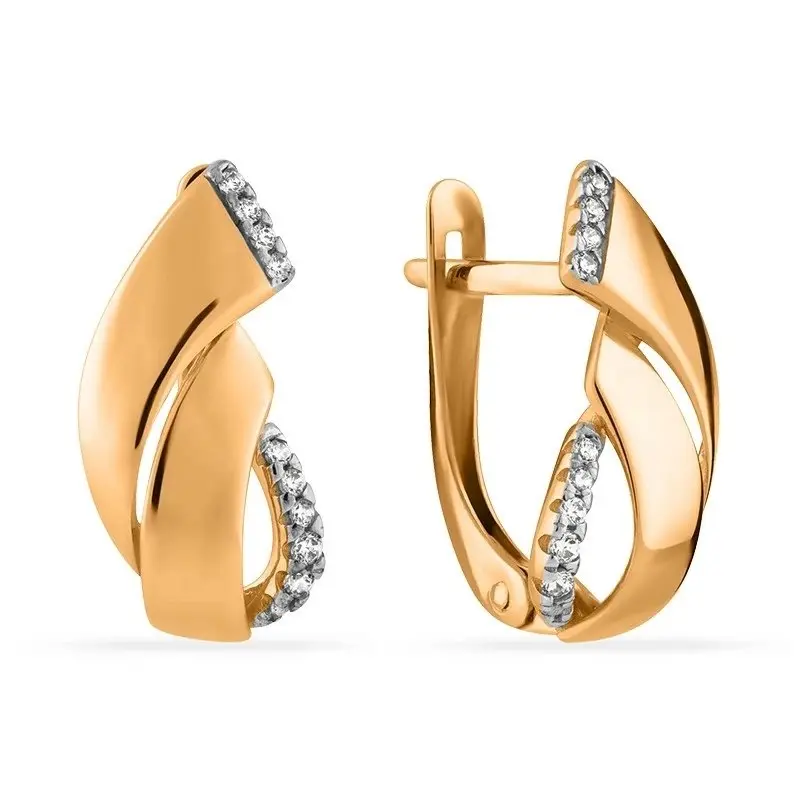 Серьги с английским замком из красного золота