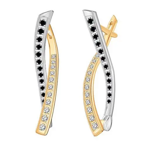 Серьги с английским замком из комбинированного золота