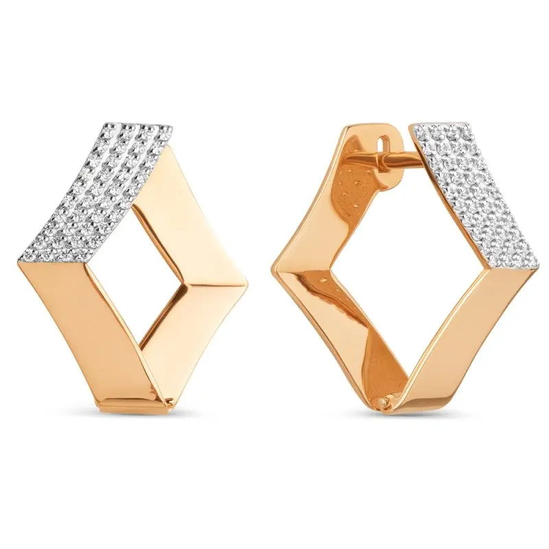 Серьги с английским замком из красного золота