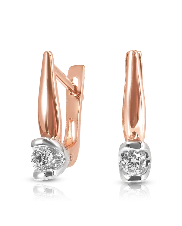 Серьги с английским замком из комбинированного золота