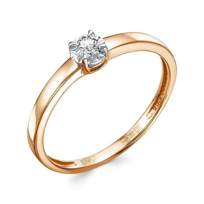 Кольцо помолвочное из красного золота с бриллиантами