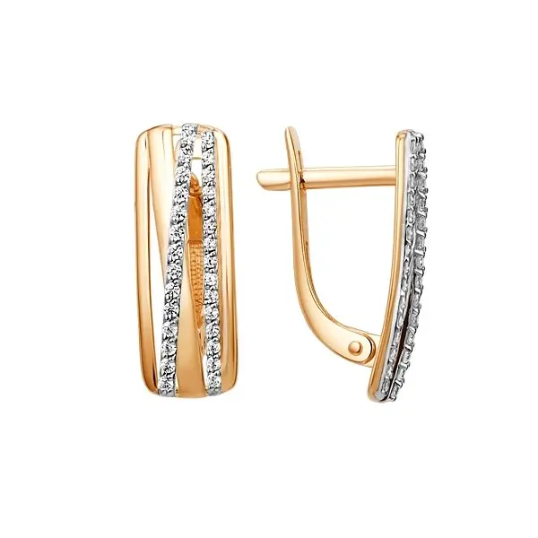 Серьги с английским замком из красного золота