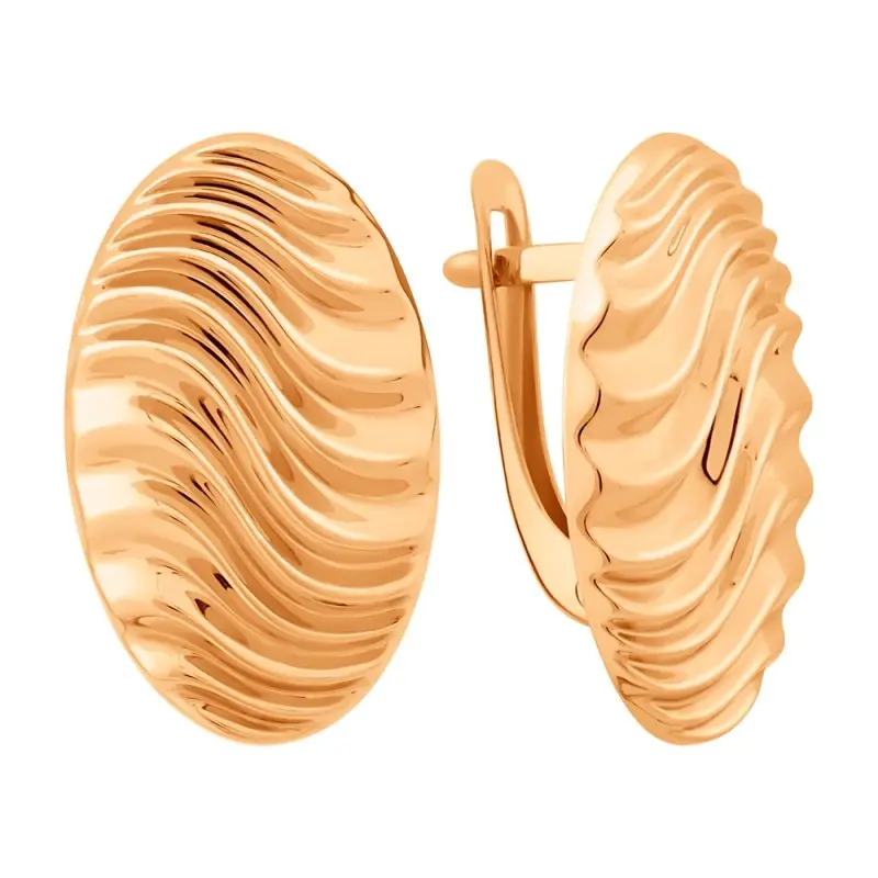 Серьги с английским замком из красного золота