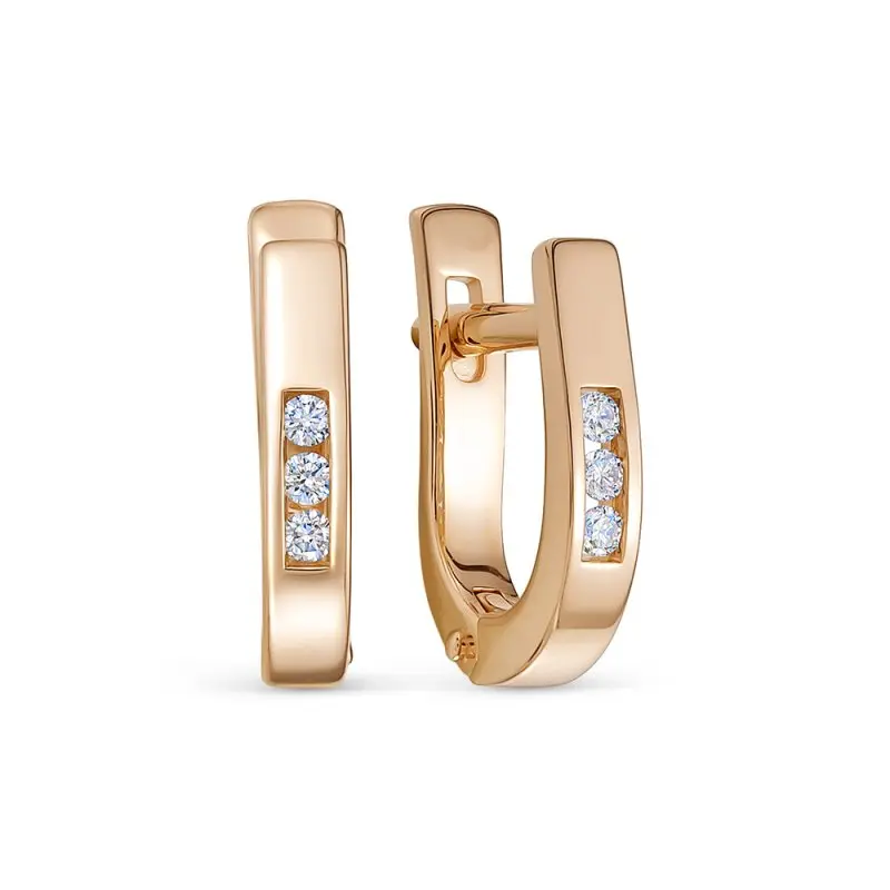 Серьги с английским замком из красного золота