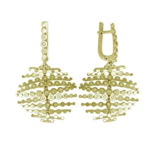 Серьги подвесные из желтого золота