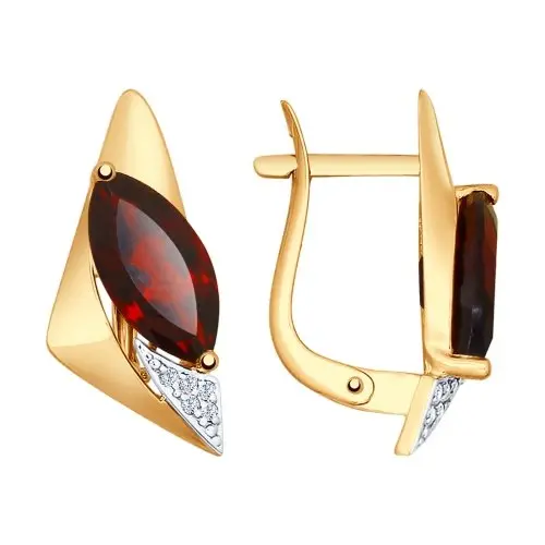 Серьги с английским замком из красного золота