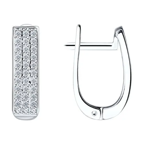 Серьги с английским замком из белого золота