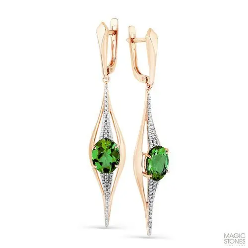 Серьги подвесные из красного золота