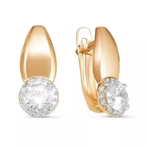 Серьги с английским замком из красного золота