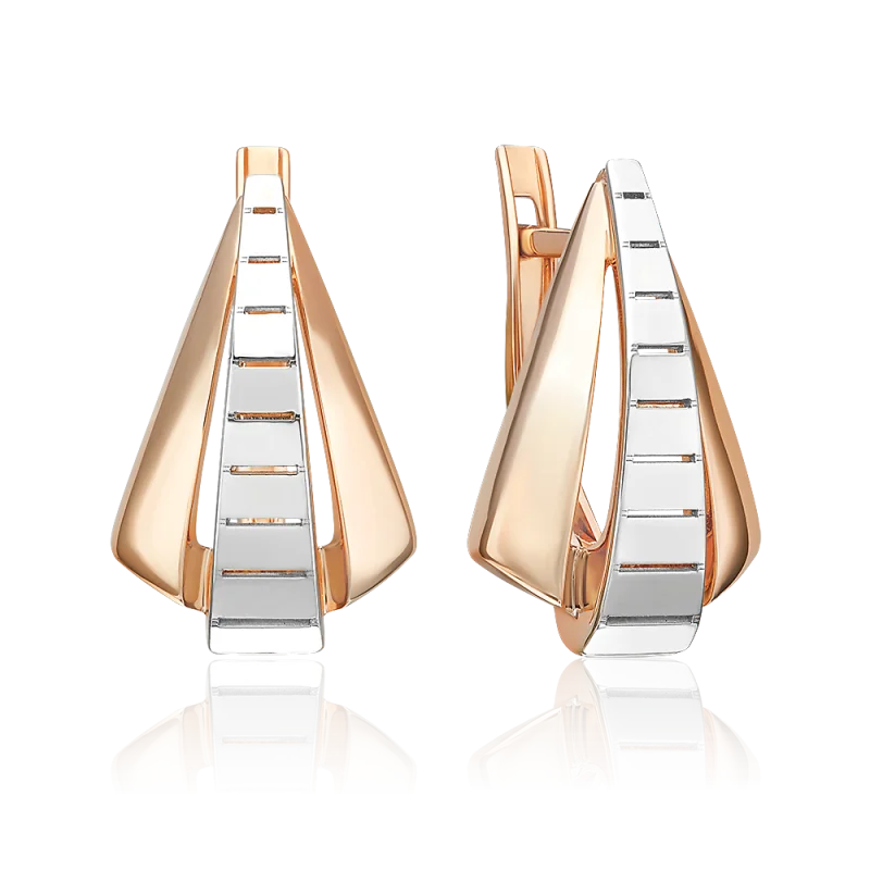 Серьги с английским замком из комбинированного золота