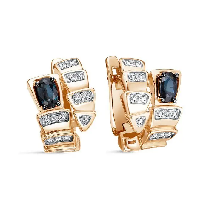 Серьги с английским замком из комбинированного золота