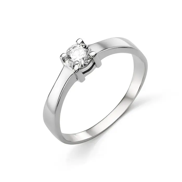 Кольцо помолвочное из белого золота