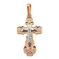 Подвеска крест из комбинированного золота