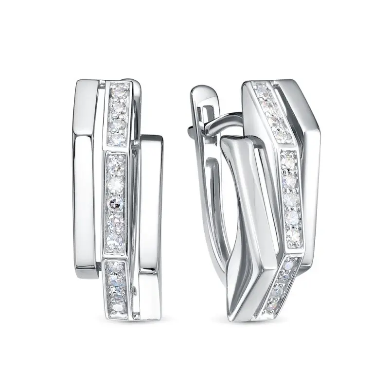 Серьги с английским замком из белого золота