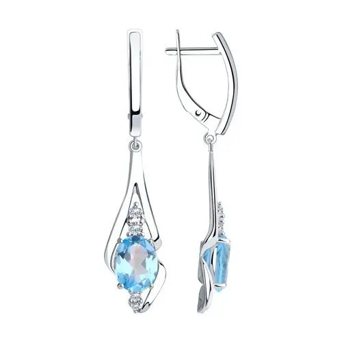 Серьги подвесные из серебра