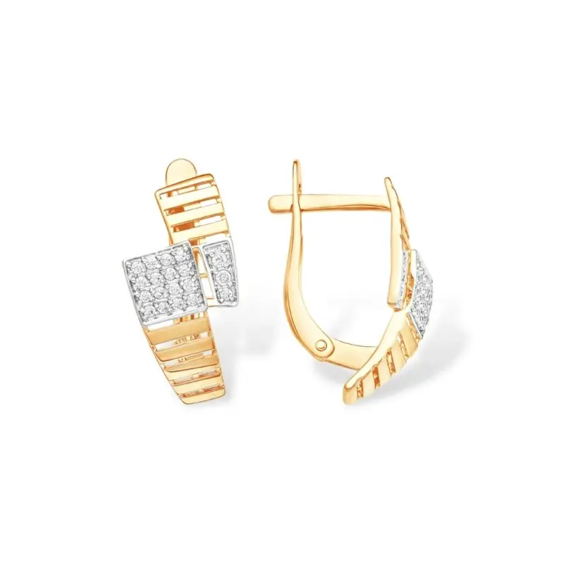 Серьги с английским замком из красного золота