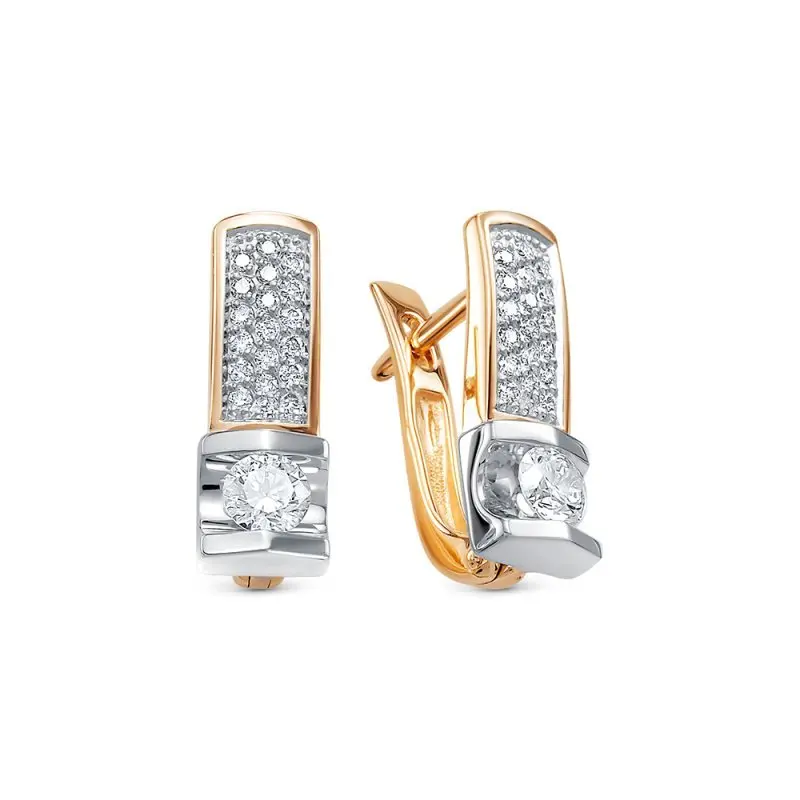 Серьги с английским замком из комбинированного золота