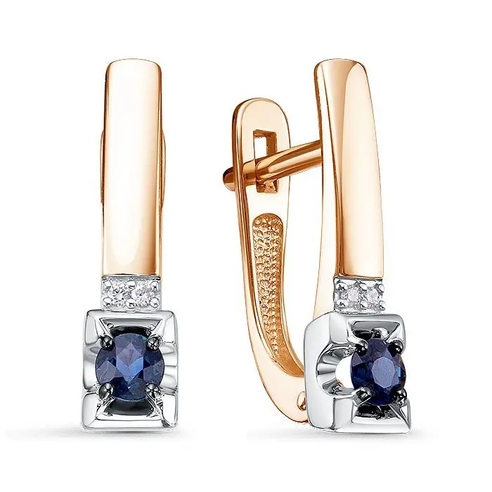 Серьги с английским замком из комбинированного золота