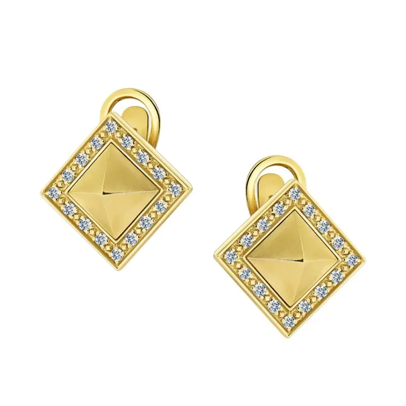 Серьги с английским замком из желтого золота