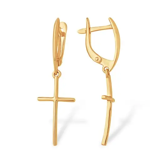 Серьги подвесные из красного золота