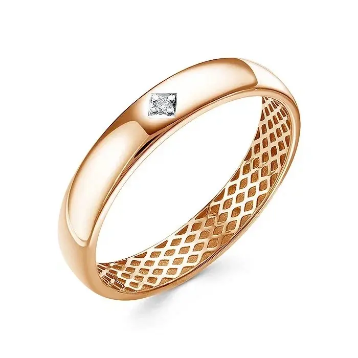 Кольцо обручальное из красного золота