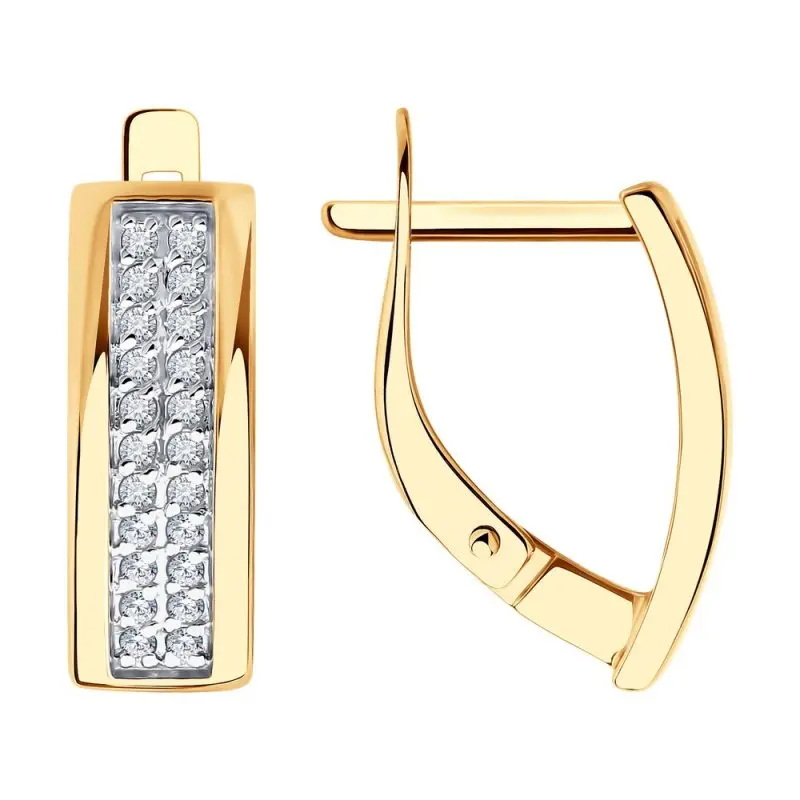 Серьги с английским замком из красного золота